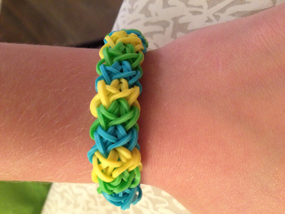 Chunky Blue,Yellow and Green Loom Bracelet