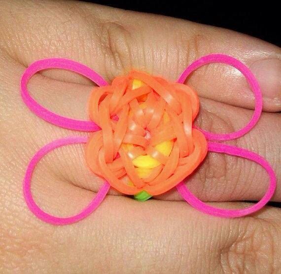 Orange Flower Loom Ring