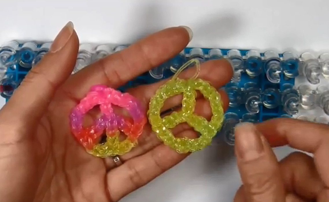 Funky Peace Sign Loom Charms